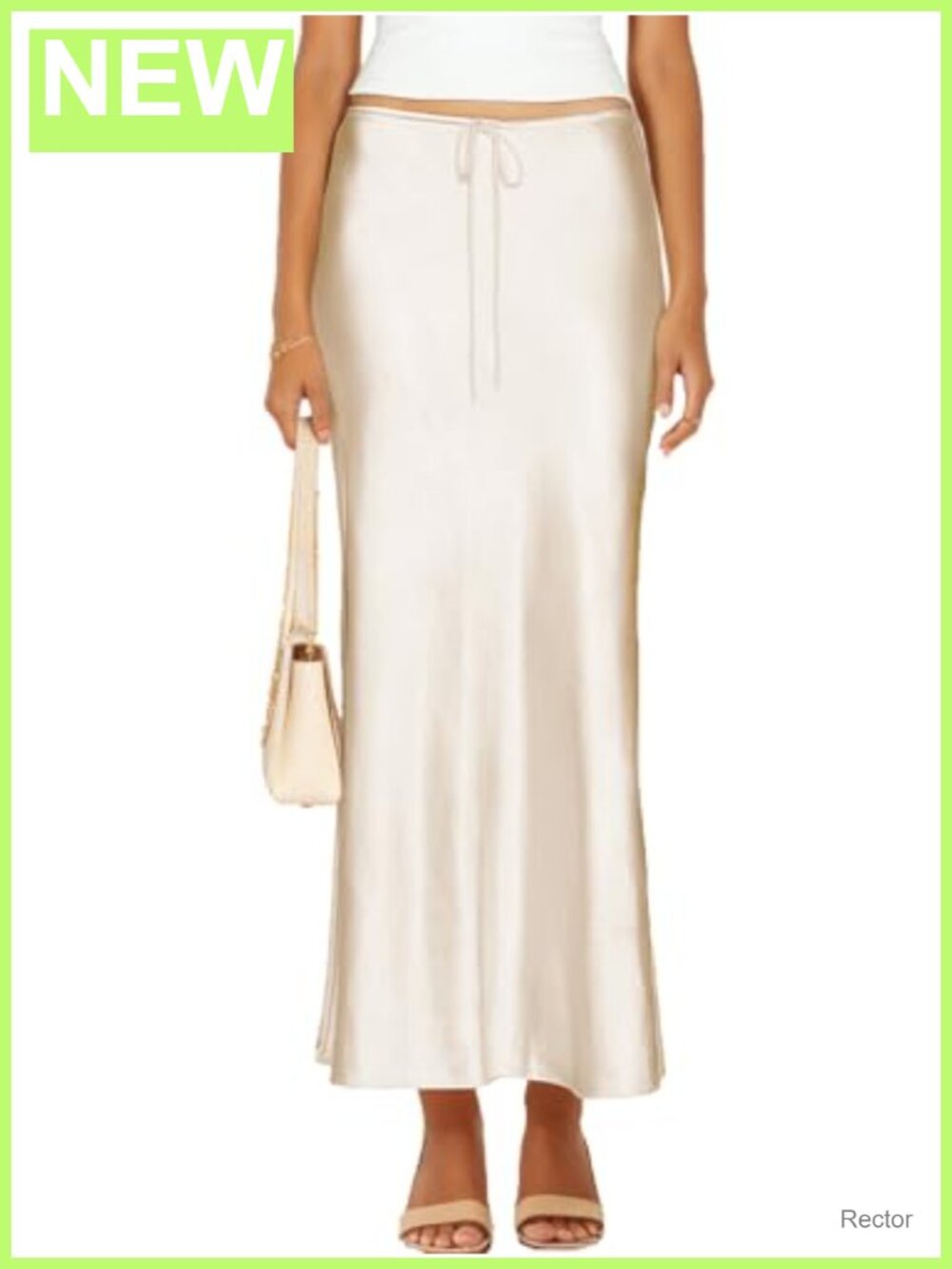Satin Silk Maxi Skirt Drawstring A-Line Flowy Long Skirt